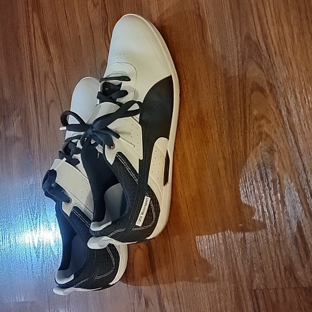 Men's White and Blue Puma Shoes - Picture 3 of 7